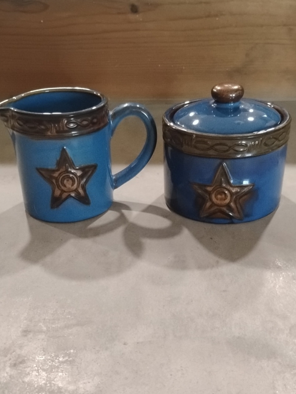 Montana Lifestyles Vintage Discontinued Iron Star Ceramic Sugar and Creamer Set